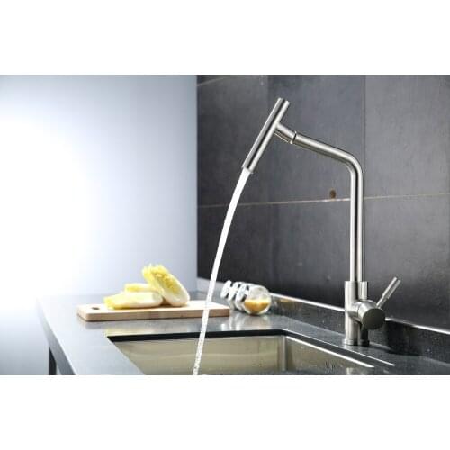 Modern Nickel Brushed Stainless Steel Lead-free Deck Mounted Single Lever Kitchen Faucet Torneira De Cozinha