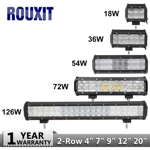 18W 36W 54W 72W 126W 4x4 Offroad Led Light Bar For Cars Combo Beams Off road SUV ATV Tractor Boat Excavator 12V 24V Work Lights