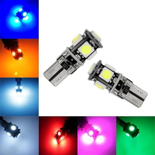 20PCS T10 W5W 5050 5SMD LED Canbus Error Free Bulbs For 192 168 194 Clearance Lamps License Plate Lights 12V