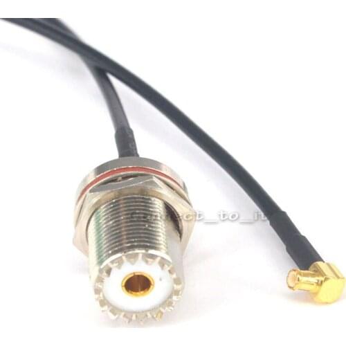 UHF Female to MCX male Rightangle Bulkhead O-ring Connector RF Coax Adapter Extension Cable 20CM RG174