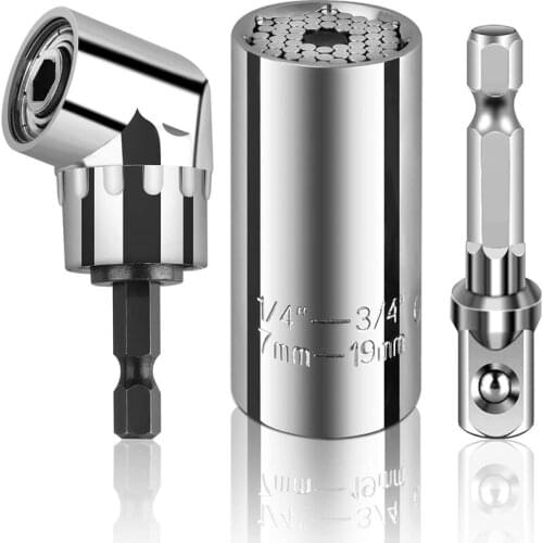 Universal Torque Wrench Head Set Socket Sleeve Wrench 7-19mm Spanner Key Magic Grip Portable Multi Hand Tools 105 Angle Drill