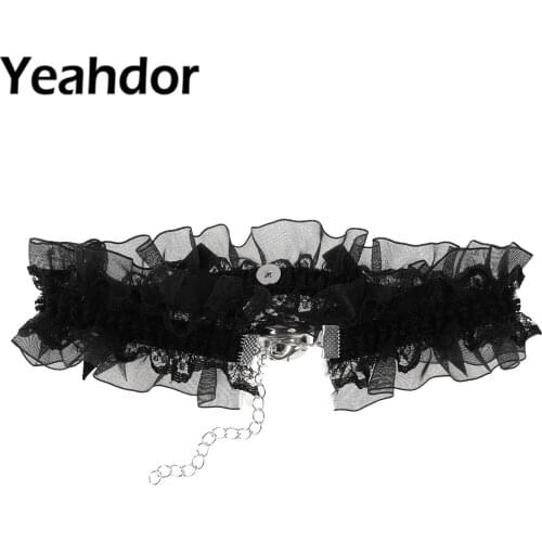 Handmade Vintage Lace Heart Choker for Loli Girls Bownot Rose Necklace Gothic Ribbon Chains Retro Body Jewelry Necklaces