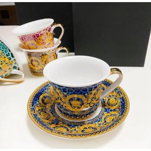 High Quality Porcelain Coffee Cup and Saucer With Box Bone China Tea Cup Set Kitchen Accessories Europe Home Decor Luxury Gifts