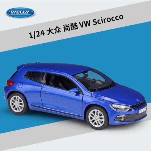Welly Diecast 1:24 VW Scirocco Blue White Static Simulation Alloy Model Car Door Open Wheel Rotation Birthday Gift
