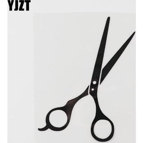 YJZT 11CM×13.8CM Hairdressing Scissors Car Sticker Haircut Products Vinyl Decal Black/Silver 13E-0070