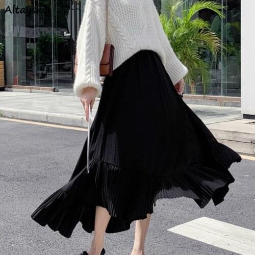 Skirts Women All-match Fashion Temperament Trumpet Feminio Empire Autumn Soft Ulzzang Solid Streetwear Elegant Casual Abdomen