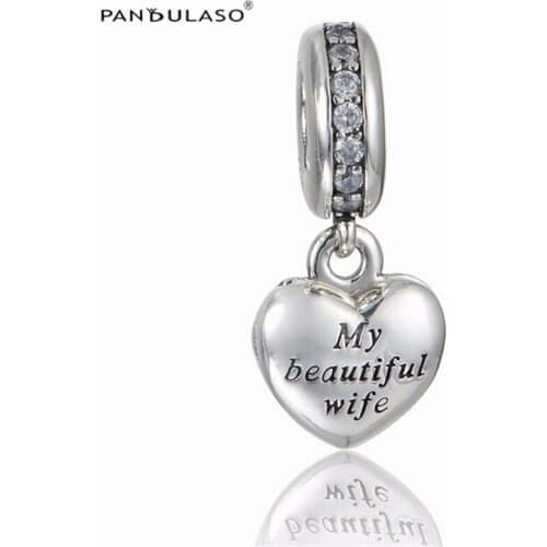 Woman DIY Beads My Beautiful Wife Charms Fits Snake Chain Bracelets Sterling Silver Jewelry Beads For Jewelry Making