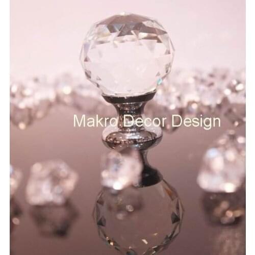 10pcs lot free shipping 30mm Clear crystal cabinet knobs on brass base