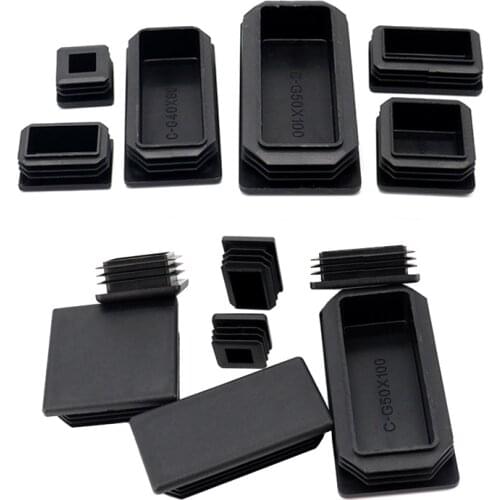 10Pcs Black Plastic Steel rectangular pipe plug Furniture Leg plug Anti Slip Feet Protector Pad Plastic square tube cap plug cap