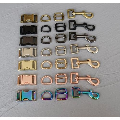 100 Sets 20mm Wholesale Metal Straps Slider D Ring Release Belt Buckle Snap Clasp for Pet Dog Collar Leash Harness Accessories