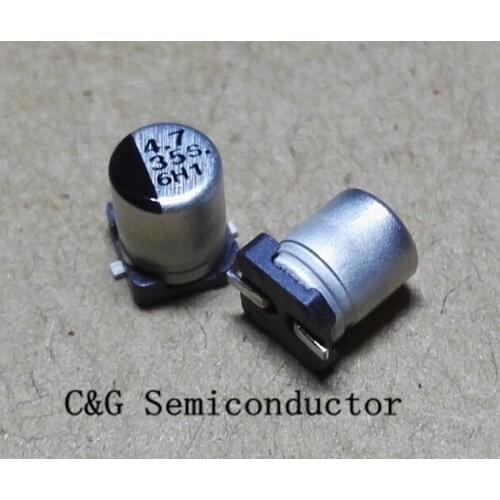 100pcs 35V 4.7UF 4*5.4mm SMD CHIP Aluminum electrolytic capacitors