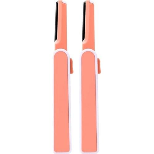 OT&T 2Pcs Portable Eyebrow Shaver Eyebrow Trimmer Female Razor Shaper Facial Hair Remover Blade With Adjustable Knife Handle