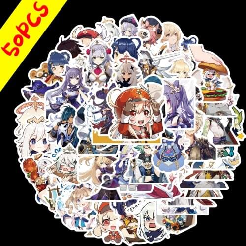 50 pcs Genshin impact Game waterproof sticker graffiti suitcase cartoon notebook decorative sticker