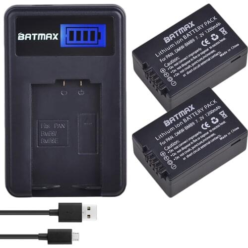 Batmax 1200mAh DMW-BMB9 camera battery+LCD USB Charger for Panasonic Lumix DMC-FZ40K,FZ45K, FZ47K,FZ48K,FZ60,FZ70,FZ100,FZ150