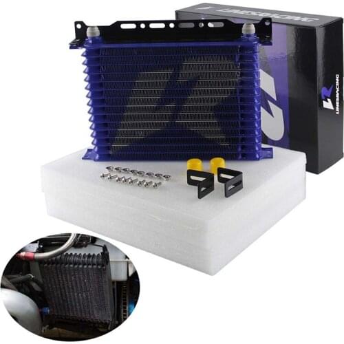 LINESRACING AN10 15Row Aluminum Oil cooler W/ 262mm Mounting Bracket Kit Trust Type Black/Blue