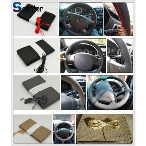Car accessories Soft fiber leather steer braided DIY steering wheel cover for Hyundai Portico Matrix HED Grandeur