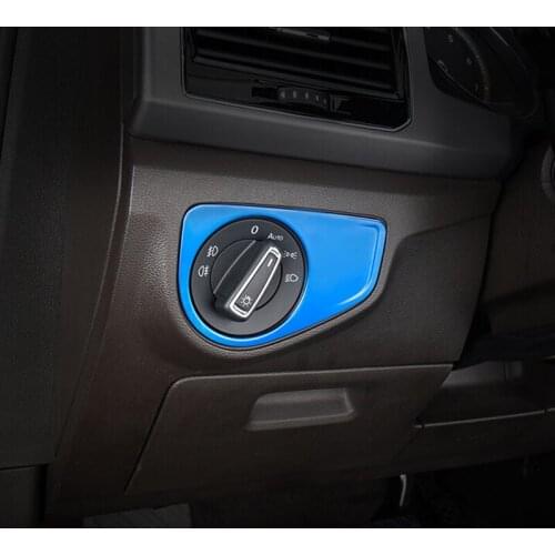 Stainless steel blue style For Golf 7 MK7 2014 2015 Car Headlamps adjustment Switch car styling accessories 1pcs