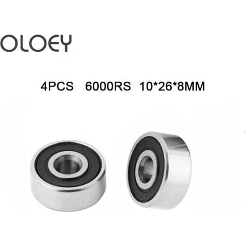 Free Shipping 4pcs/lot 6000RS Deep Groove Ball Rolling Bearings Motor Grade 6000-RS 6000RS 10*26*8mm 10x26x8 High Quality