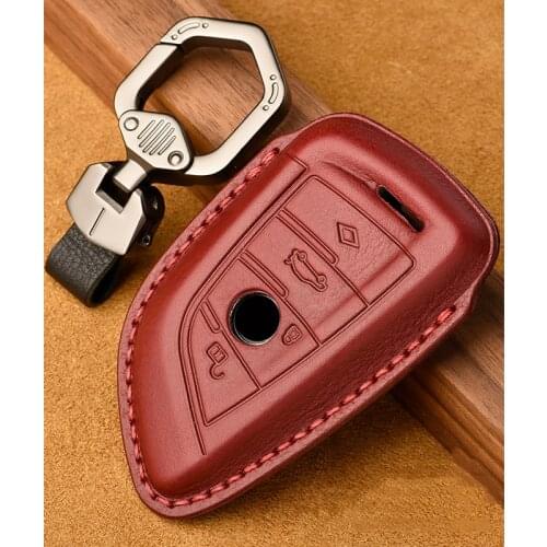 Genuine Leather Car Key Case Cover for BMW 320li 523li 525li 528li 530 X1 X2 X5 3 4 Buttons Key Ring Auto Accessories