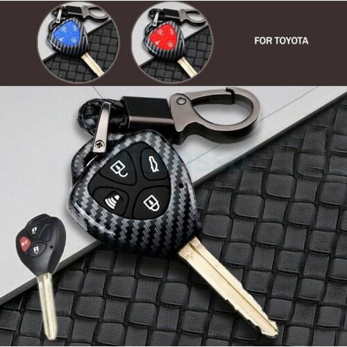 Carbon Fiber ABS Key Case Remote Shell FOB Cover for Toyota Corolla Yaris Camry RAV4