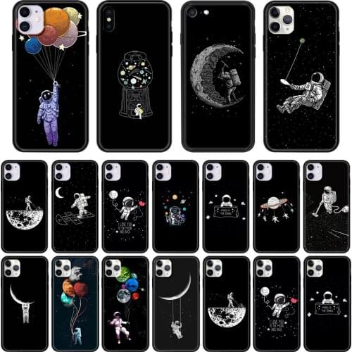 Phone Case for iPhone 12 Mini 11 Pro Max 7 8 XR X XS MAX 6 6S 7 8 Plus SE 2020 TPU Soft Black Cover Space Planet Star