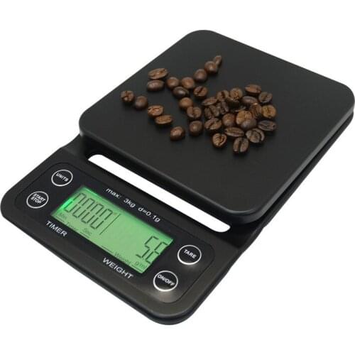 Drip Coffee Scale with Timer Electronic Digital Coffee Kitchen Scales Multifunctional Food Scale Weight Scale Precision 3kg 0.1g
