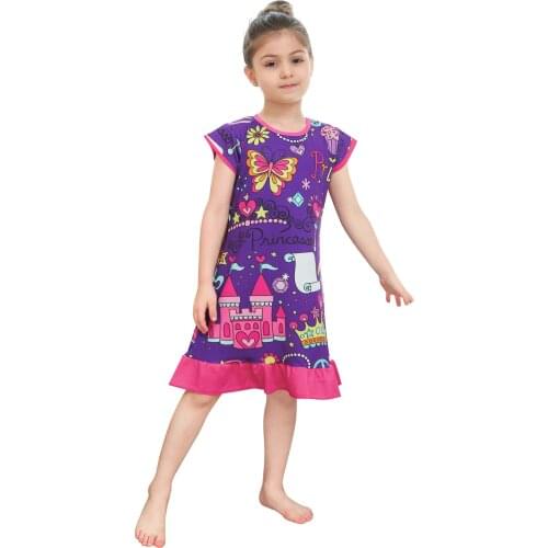 Kids Summer Short Sleeves Dresses Toddler Girl Pajama 3D Printed Dress New Fashion Baby Nightgown Casual Children Nightdress