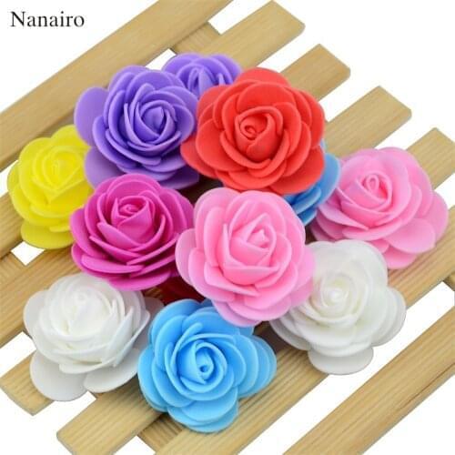20PCS/lot 4cm Thicker PE Foam Rose Artificial Flowers Handmade Wedding Home Decoration Head For DIY Flower Ball Party Supplies