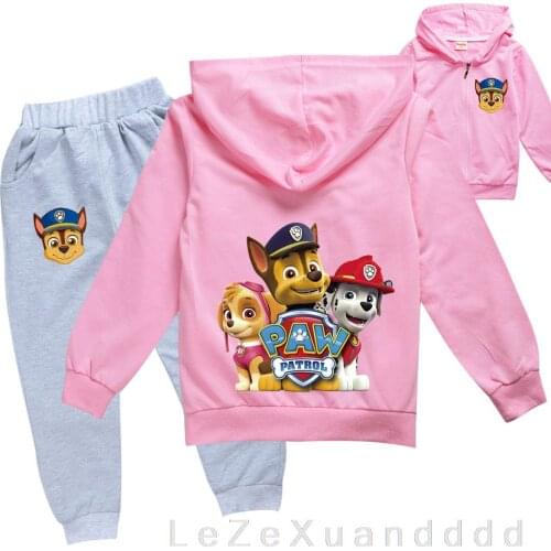 PAW PATROL Zipper Cardigan + Pantsuit Boys Long Sleeve Sweatshirt Teenage Kids Girls Clothing