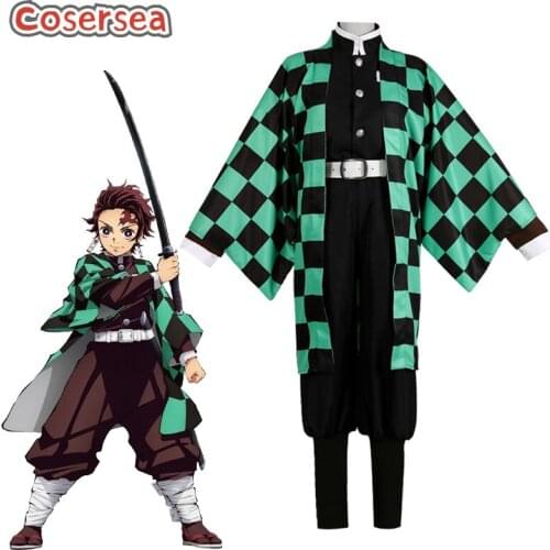 Cosersea Anime Demon Slayer Kamado Tanjirou Male Uniform Cosplay Costume Kimetsu no Yaiba Men Kimono Halloween