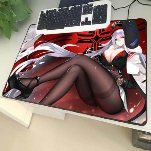 XGZ Large Size Mouse Pad Black Lock Edge Anime Wave Tyrant Police Laptop PC Table Mat Stockings Girl Rubber Non-slip Universal