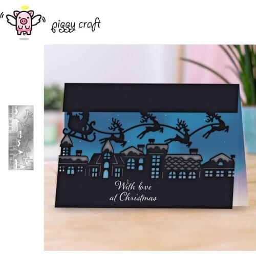 Piggy Craft metal cutting dies cut die mold Christmas night frame Scrapbook paper craft knife mould blade punch stencils dies
