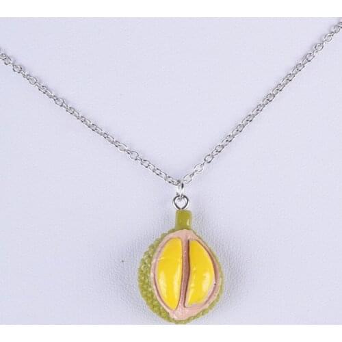 Fashion Kawaii food fruit durian pendant necklace for women girl link chain necklace jewelry costume jewellery boutique gift