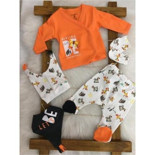 Newborn Baby Boy Set of 5 Hospital Outlet Infant 0-3 Months Baby Set Free Shipping Turkey Luxury Quality