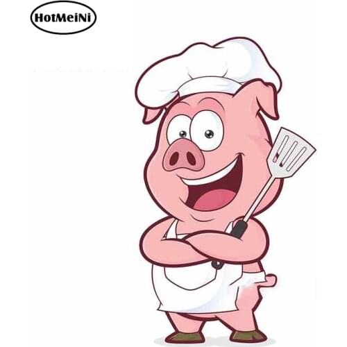 HotMeiNi 13cm x 7.6cm for Chef Pig Car Bumper Window Stickers Personality Creative Stickers DIY Occlusion Scratch VAN RV Decal