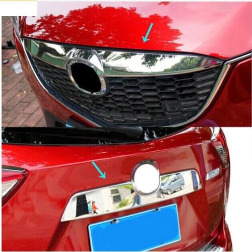 FIT FOR Mazda CX-5 CX5 2012-2016 2IN1 FRONT GRILLE GRILL BONNET REAR TRUNK LID CHROME TRIM COVER GARNISH GUARD MOLDING BAR MESH