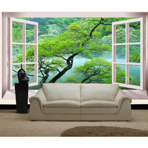 Custom photo wallpaper 3d murals wallpaper Outside the window scenery tree mural sofa background wall decoration painting