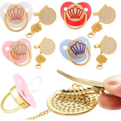 Luxe Strass Chupete Roze Bling Fopspeen Met Clip Pacifier Mother & Kids