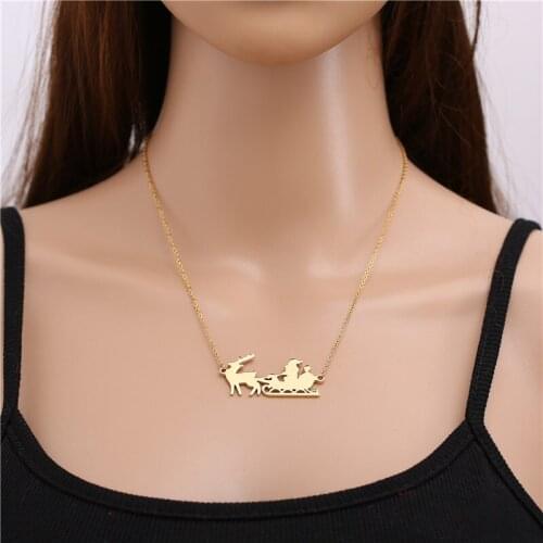 Christmas Series Choker Bell Socks Snowman Hat Snowflake Sled Reindeer Gloves Pendant Mujer 2019 Xmas Jewelry Girl Necklace Gift