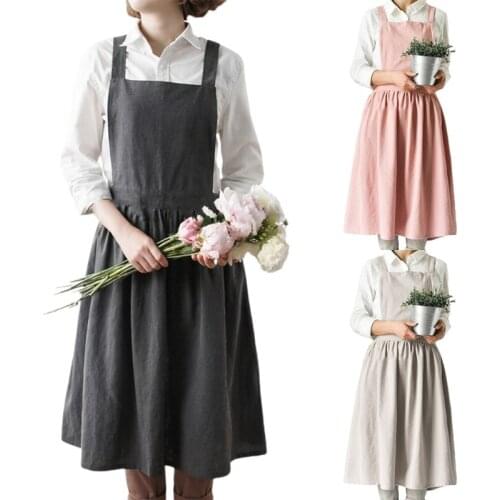 Nordic Florist Apron Cotton Linen Gardening Coffee Shop Kitchen Apron for Baking K0AB