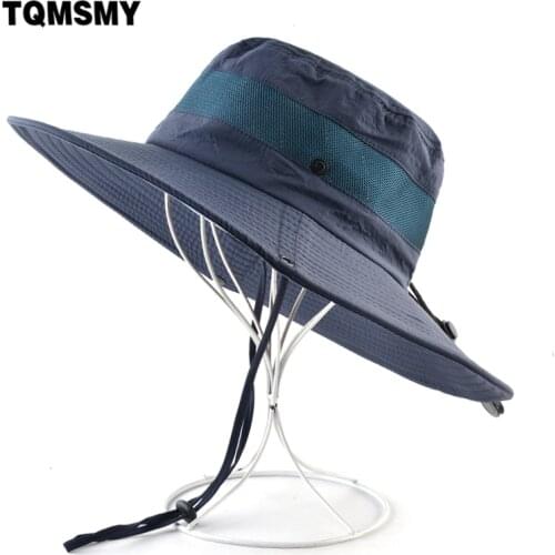 TQMSMY Mens Sun Hat Wide Brim Beach Cap Men Casual Sport Hiking Fishing Sunbonnet Unti-UV Fisherman Hats Summer Sunhat TME151