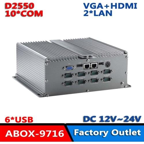 VGA+HDMI 10*RS232 and 2 LAN ATOM D2550 Processor DC12V Industrial Mini PC
