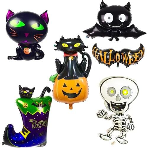 Halloween Pumpkin Bat Ghost Foil Balloons Decorations Globos Spider Witch Skull Air Ballons Halloween Party Supplies Kids Toys