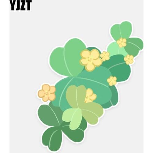 YJZT 12.7*15.6CM Unique Spring Grass Four Leaf Green Grass Color Decor Car Stickers Graphic Personalized 11A1066