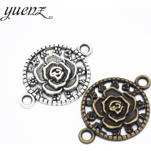 YuenZ 2pcs rose flower charms metal pendants jewelryl making 46*32mm Q198