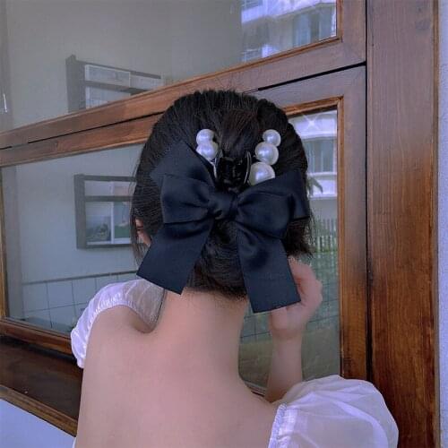 Pearl Bow Hair Accessories Clip Super Fairy Headdress Girl Clip Hair Hair Clip Back Of Head Size Hair Catch Clip Shark Clip