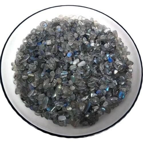 Healing crystals chips natural blue flash Labradorite crystal gravels for Garden decoration