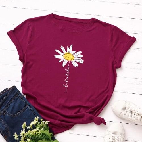 Flower Printed Women T-shirt 100% Cotton Short Sleeve Woman Tops Tee Summer Harajuku Female Shirts Oversize Casual Tshirt