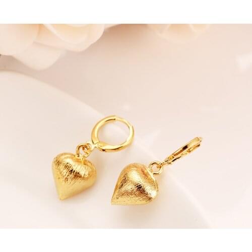 Gold Heart Earrings Women/Girl kids Love Trendy Jewelry for African/Arab/Middle Eastern best gift wedding bridal party