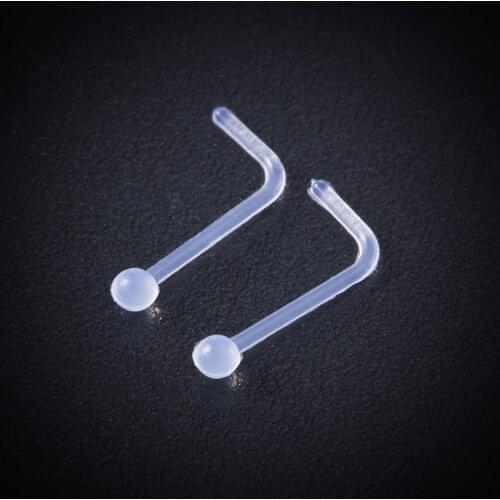 10pcs L Shape Clear Nose Ring Studs Acrylic Nostril Bone Screw Nose Piercing Flexible Prevent Allergy Retainer Body Jewelry 20G